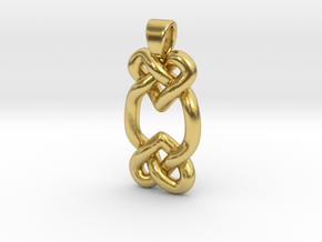 Two hearts knot [pendant] in Polished Brass