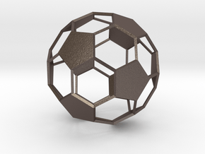Soccer Ball - wireframe - 2 in Polished Bronzed-Silver Steel