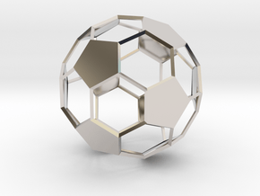 Soccer Ball - wireframe - 2 in Rhodium Plated Brass