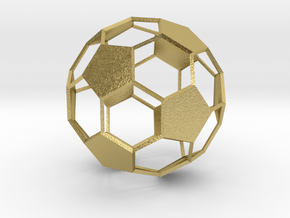 Soccer Ball - wireframe - 2 in Natural Brass