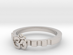 OM Modern Ring Designs Size10 in Rhodium Plated Brass