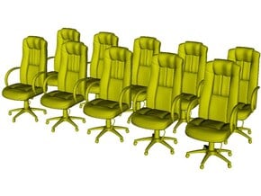 1/48 scale office chairs set A x 10 in Clear Ultra Fine Detail Plastic