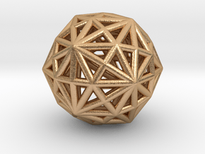 0843 Disdyakis Triacontahedron (1cmx1cmx1cm) #001 in Natural Bronze