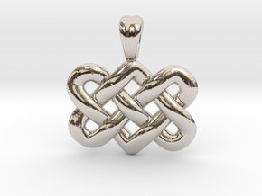 Entwined hearts [pendant] in Rhodium Plated Brass