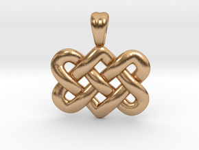 Entwined hearts [pendant] in Polished Bronze