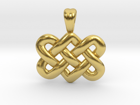 Entwined hearts [pendant] in Polished Brass