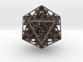 Nested 14 stellated dodecahedrons  in Polished Bronzed-Silver Steel