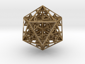 Nested 14 stellated dodecahedrons  in Polished Gold Steel