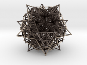 Icosahedron w/ 20 Stellated Octahedrons in Polished Bronzed-Silver Steel