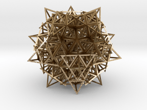 Icosahedron w/ 20 Stellated Octahedrons in Polished Gold Steel