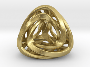 Twisted Tetrahedron  Pendant in Natural Brass