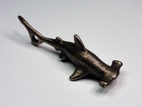 Hammerhead Shark Pendant in Polished Bronzed Silver Steel