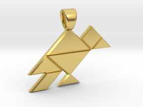 Tangram raven [pendant] in Polished Brass