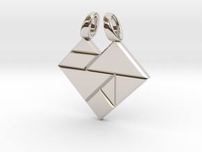 Heart tangram [pendant] in Rhodium Plated Brass