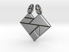 Heart tangram [pendant] in Polished Silver