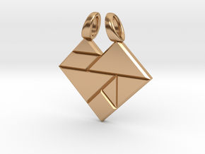 Heart tangram [pendant] in Polished Bronze