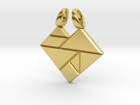 Heart tangram [pendant] in Polished Brass