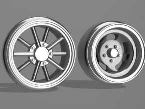 1/64 scale Gasser Wheels - 4 Sets in Tan Fine Detail Plastic