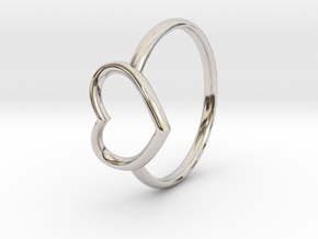 Small Open Heart Ring in Rhodium Plated Brass