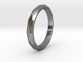 36 Facet Stacker Ring in Polished Silver: 8 / 56.75