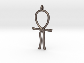 Lemurian Ankh Pendant in Polished Bronzed-Silver Steel
