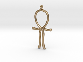 Lemurian Ankh Pendant in Polished Gold Steel
