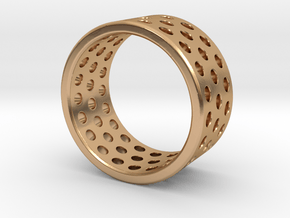Round Holes Ring_A in Polished Bronze: 8 / 56.75