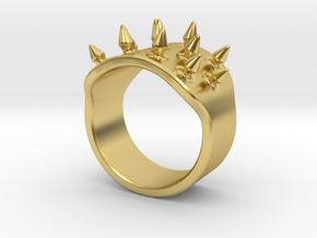 Spiked Armor Ring_B in Polished Brass: 8 / 56.75