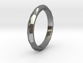 48 Facet Stacker Ring in Polished Silver