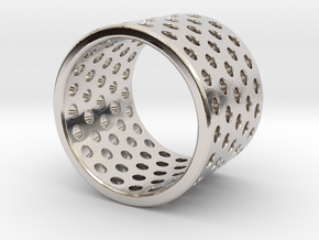 Round Holes Ring_B in Rhodium Plated Brass: 5 / 49