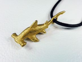 Hammerhead Shark Pendant in Polished Gold Steel