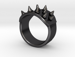 Spiked Armor Ring_C in Polished and Bronzed Black Steel: 8 / 56.75