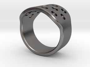 Round Holes Ring_C in Polished Nickel Steel: 8 / 56.75