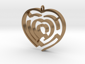 Heart maze pendant in Natural Brass
