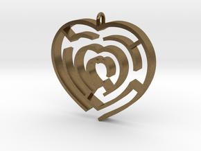 Heart maze pendant in Natural Bronze