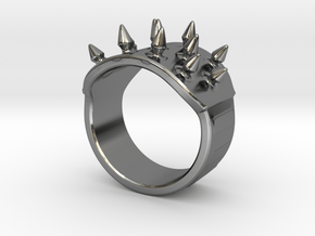 Spiked Armor Ring_D in Fine Detail Polished Silver: 8 / 56.75