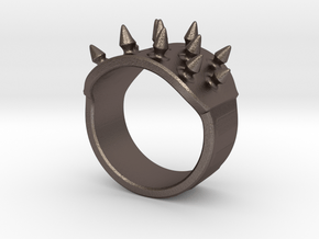 Spiked Armor Ring_D in Polished Bronzed-Silver Steel: 5 / 49