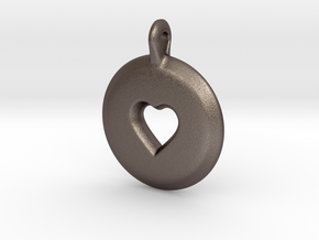 heart pendant in Polished Bronzed Silver Steel