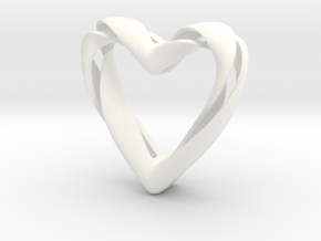 Twisted Heart pendant in White Processed Versatile Plastic