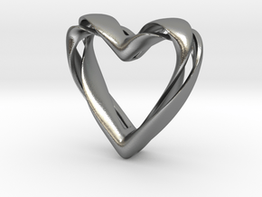 Twisted Heart pendant in Natural Silver