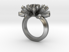 Sea Anemone ring 17mm in Natural Silver