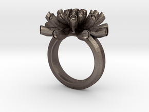 Sea Anemone ring 17mm in Polished Bronzed Silver Steel