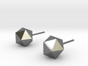 Icosahedron Earrings in Polished Silver