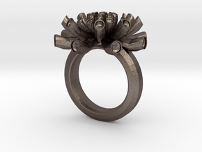 Sea Anemone ring 16.5mm in Polished Bronzed Silver Steel