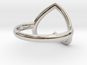 Open Heart Ring in Rhodium Plated Brass: 6 / 51.5