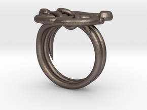 Bague serpent stylisé in Polished Bronzed-Silver Steel