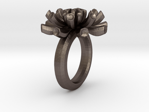 Sea Anemone Ring17.5mm in Polished Bronzed Silver Steel