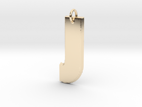 Small Gold J Initial Pendant in 14k Gold Plated Brass
