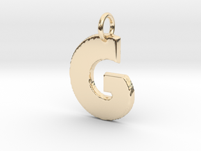 Small Gold Pendant Letter Initial G Disco in 14k Gold Plated Brass