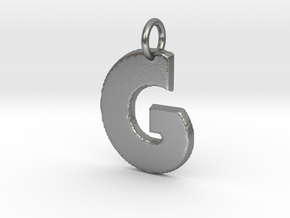 Small Gold Pendant Letter Initial G Disco in Natural Silver